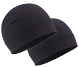 OutdoorEssentials Skull Cap Helmet Liner - Thermal Fleece for Cycling Gear - Stretch Fit Mens Beanie - Lightweight Skull Caps - 2 Black