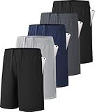 MLYENX 5 Pack Boys Athletic Shorts Active Performance Youth Kids Basketball Shorts Quick Dry with Elastic Waist Pockets