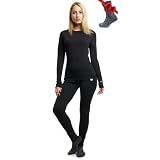 100% Merino Wool Base Layer Women Set - Thermal Underwear Women Top, Bottom (Medium, 250 Charcoal Grey)