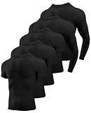 Niksa 2/4/5 Pack Compression Shirts for Men, Short/Long Sleeve Athletic Rash Guard Base Layer Undershirt Gear Workout T Shirt Men's Compression Shirts for Sports Black