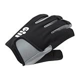 Gill Deckhand Sailing Gloves Short Finger with 3/4 Length Fingers - 50+ UV Sun Protection & Water Repellent - Black L