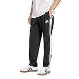 Adidas Mens 3-Stripes Tricot Regular Fit Open Hem Sportswear Track Pants, Black, Large
