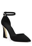 Womens Pumps Point Closed Toe High Heels Ankle Strap Heeled Sandals