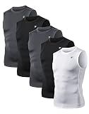 5 Pack Men's Compression Shirts Sleeveless Workout Tank Top BaseLayer L
