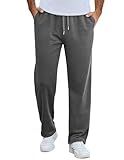 COOFANDY Men's Sweatpants Casual Lounge Cotton Pajama Yoga Pants Open Bottom Straight Leg Sweat Pants with Pockets Dark Grey