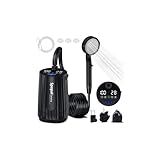 Portable Shower for Camping, [Upgraded] Spopal 10000mAh Rechargeable Camping Shower with 5 Adjustable Speeds,Premium LED Display, IPX8 Waterproof Outdoor Shower Kit for Hiking, Car, Pet, Travel (BK)