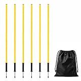 6 Pcs 5FT Adjustable Agility Training Poles, Stainless Steel Ground Spring