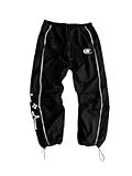 SHENHE Men's Y2k Track Pants Star Print Drawstring Workout Gym Windbreaker Pants Joggers Black Medium