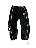 SHENHE Men's Y2k Track Pants Star Print Drawstring Workout Gym Windbreaker Pants Joggers Black Medium