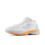 New Balance Men's FreezeLX V5 Turf Lacrosse Shoe, White/Ice Blue/Hot Mango, 10 M