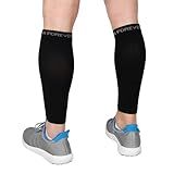 Calf Compression Sleeves for Men and Women - Footless Compression Socks for Runners, Shin Splints, Varicose Vein & Calf Pain Relief - Leg Brace for Running, Cycling, and Travel - Extra Large, Black