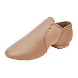 Stelle Jazz Shoes for Girls Leather Unisex Slip-On Dance(Tan,2ML)