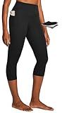 IUGA Capri Leggings for Women Tummy Control Compression Leggings Workout High Waist Athletic Yoga Pants with Pockets Black