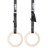 REP Fitness Wood Gymnastic Rings with Numbered Heavy Duty Adjustable Straps - Perfect for Cross-Training Workouts, Gymnastics and Conditioning