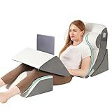 5Pcs Wedge Pillow for Sleeping, Orthopedic Bed Wedge Pillows for After Surgery, Foam Triangle Sit Up Pillow Wedge for Back, Neck, Shoulder Support, Leg Elevation, Acid Reflux, Gerd, Snoring White Grey
