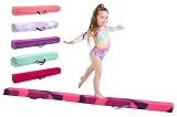 TINY TUMBLERS Balance Beam for Kids - Premium Gymnastics Equipment in Non Slip Faux Suede -7/8/9ft- High Density EVA Foam - Bonus Flash Cards, Carry Straps, Carry Case