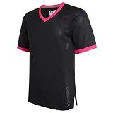DEHANER Black Rugby Jerseys for Men Women Dad Mom Workout Mesh Tops Sports Uniforms Athletic T-Shirt Training Outfits Pink Neck-Black Jersey,Men Size Large