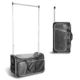 Travolution Dance Bag with Garment Rack, 24 Inch Rolling Duffel With Wheels, Ideal for Competitions & Travel, Easy-assembly Lightweight Aluminum Clothes Rack, Wheeled Upright Luggage, Black/Gray