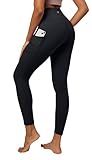 IUGA High Waist Yoga Pants with Pockets, Leggings for Women Tummy Control, Workout Leggings for Women 4 Way Stretch Black