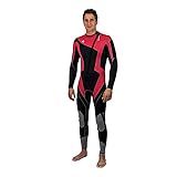 Aqua Polo Manta Ray Wetsuit for Men | Scuba Diving | 3 mm SC Neoprene | 4-Way Super Stretch | Neck Cuff Ankle Gaskets (Black/Red, L Tall)