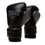 Everlast Powerlock 2 Boxing Gloves | Heavy Bag Gloves | SyntheticLeather | Men & Women | Training & Sparring Gloves | Ventilated Design | Multi-Layered Foam Padding | Black/Gray, 16 oz