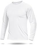 Boladeci Rash Guard for Men SPF Shirts Long Sleeve Lightweight UPF 50+ Sun Protection Swim Shirts Quick Dry UV Surf Water Running Fishing Tee T-Shirts White