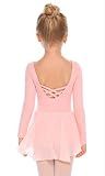 Arshiner Kids Girls Classic Long Sleeve Leotard Dance Ballet Dress Light Pink 130 Light Pink 130 Age for 4 5Y