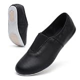 Toddler & Kids Gymnastic Shoes - Trampoline Gymnastics - Tumbling - Agility Gym Shoes Goat Leather Slip-on Rubber Sole (Numeric_9) Black