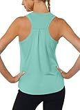 Hiwzffy Workout Tank Tops for Women Racerback Tops Sleeveless Running Shirts Loose Fit Athletic Gym Quick Dry Exercise Light Green S