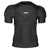 DGXINJUN Football Padded Compression Shirt Men Chest Rib Protector Shoulder Back for Adult Football Baseball Softball Rugby Basketball Black