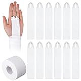 Teyva Daily 12 Pcs Gymnastics Tape Grips and 1 Roll Athletic Tape for Gymnastics Bars Reusable Athletic Grips Strong Support Wrist Ankle Knee Guards Protector Sport Training Accessories(White)