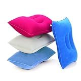 4Pack Ultralight A4 Size Inflatable Travel Pillow, Small Squared Flocked Fabric Air Pillow for Traveling, Holiday Trip, Hiking, Camping,Napping,Neck Lumbar Support(Gray,Sky Blue,Red,Deep Blue)