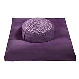 Zafu & Zabuton Meditation Cushion Set - Buckwheat Hull & Memory Foam Pillows, Ergonomic Support for Yoga, Mindfulness - Organic Velvet Cover, Large Size, Durable Comfort (Purple)