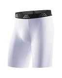 MOVILBENES Compression Shorts Men 9" Spandex Sports Running Athletic Workout Gym Basketball Football Performance Base Layer Underwear White M