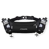 Fitletic Hydration Running Belt With Water Bottles For Men & Women – 2 Quick Flow 8oz Running Water Bottles, Patented Bounce Free Design, Water Resistant Pouch Fits All Phones – Hydra 16
