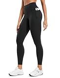 CRZ YOGA Womens Butterluxe Workout Leggings 25 Inches - High Waisted Gym Yoga Pants with Pockets Buttery Soft Black Large