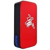 TLBTEK Taekwondo Kick Pad PU Muay Thai Pads MMA Karate Kick Pads Kickboxing Training Pads Martial Arts Punching Pads Leather Strike Curved Kicking Shield (10x15inch (Red))