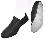 Toddler & Kids Gymnastic Shoes - Trampoline & Tumbling Shoes - Agility Gym Slip-ons, Goat Leather, Rubber Sole (9) Black