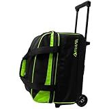 Pyramid Prime Double Roller 2 Ball Bowling Bag with Large Separate Compartment for Bowling Shoes (Up To US Mens Size 15) or Accessories, Retractable Handle - Extends to 40"