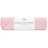 S&T INC. Yoga Mat Towel with Non-Slip Grip, Enhanced Silicone Grip, Soft and Absorbent for Gym, Pilates, and Hot Yoga Mat, 1 Pack, 24 inches x 72 inches, 340GSM, Pink