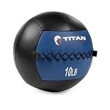 Titan Fitness 10 lb Soft Leather Medicine Wall Ball, Blue Color-Coded
