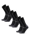 DANISH ENDURANCE Merino Wool Hiking Socks for Men & Women, Anti-Blister Socks for Outdoors, Black/Grey, Large
