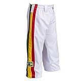JL Sport Authentic Brazilian Capoeira Martial Arts Pants - Unisex/Children's (White, Jamaican, Reggae Themed) 5-6Yrs
