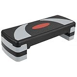 Fitvids Step Aerobic Platform, 31" Exercise Step with 3 levels Adjustable Height, 4 Stackable Risers, Fitness Training Workout Stepper for Home Gym, Cardio Strength, Black & Gray