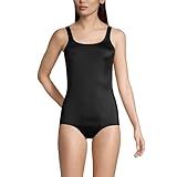 Lands' End Womens Chlorine Resistant Tugless Tank Soft Cup One Piece Swimsuit Black Regular 12