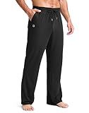 G Gradual Men's Yoga Sweatpants Soft Lounge Casual Pants Open Bottom Stretchy Athletic Sweat Pants with Pockets (Black,Large)