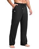 Men's Yoga Sweatpants Lounge Athletic Pants Stretchy with Pockets Black,L