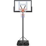 Yohood Basketball Hoop Outdoor 10ft Adjustable, Portable Goal System for Kids Youth and Adults, 44 Inch Shatterproof Polycarbonate Backboard, Black