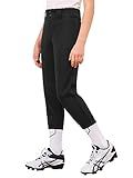 Stelle Girls' Softball Pants Youth Kids Baseball Pants Fastpitch Pants with Pockets Boys Tee Ball (Black, XL)