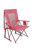 GCI Outdoor Comfort Pro Rocker Camping Chair | Portable Folding Rocking Chair with Durable Armrests & Drink Holder — Blush